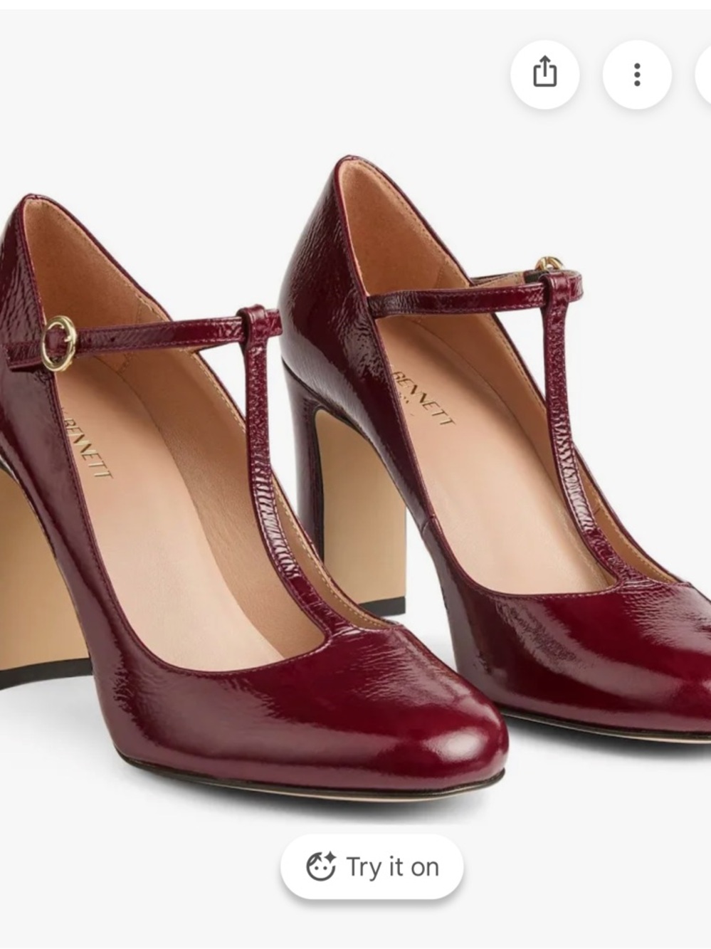 LK Bennett Burgundy Patent T‑Bar Pumps - Picture 6 of 13
